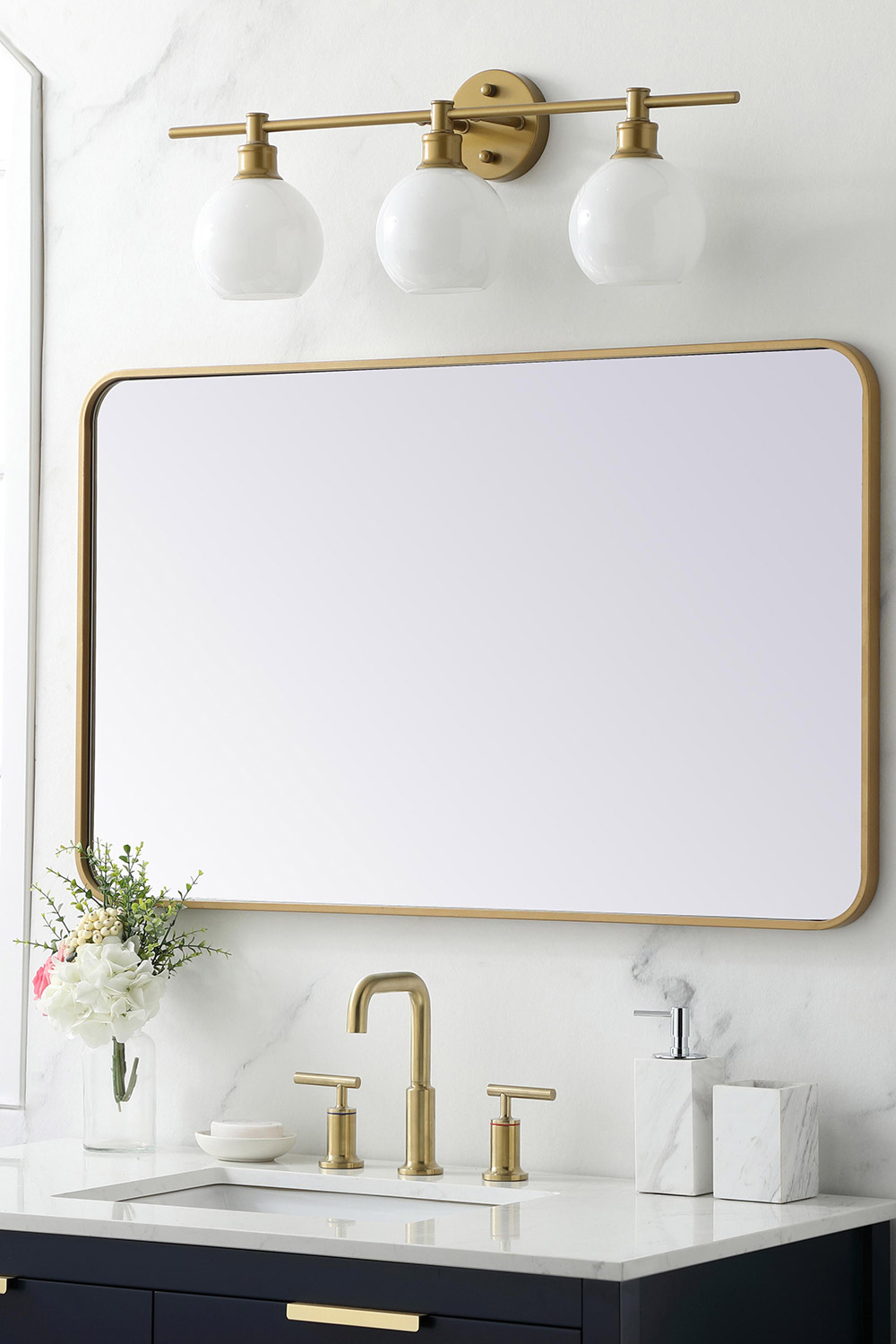 Elegant Wall Mirror - Brass, L 40" (MR802440BR)