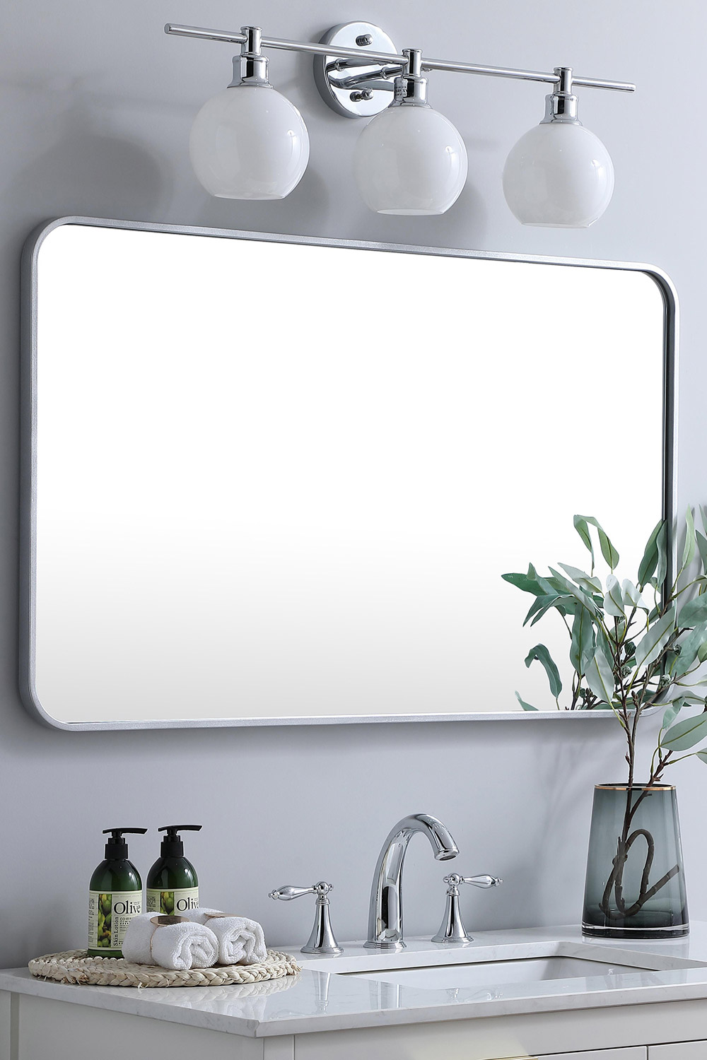 Elegant Wall Mirror - Silver, L 40" (MR802440S)