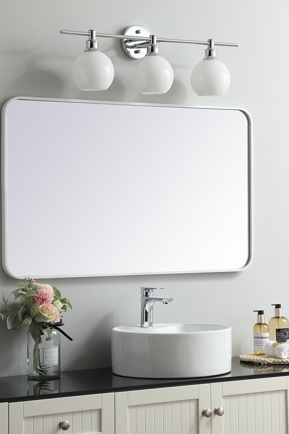 Elegant Wall Mirror - White, L 40" (MR802440WH)