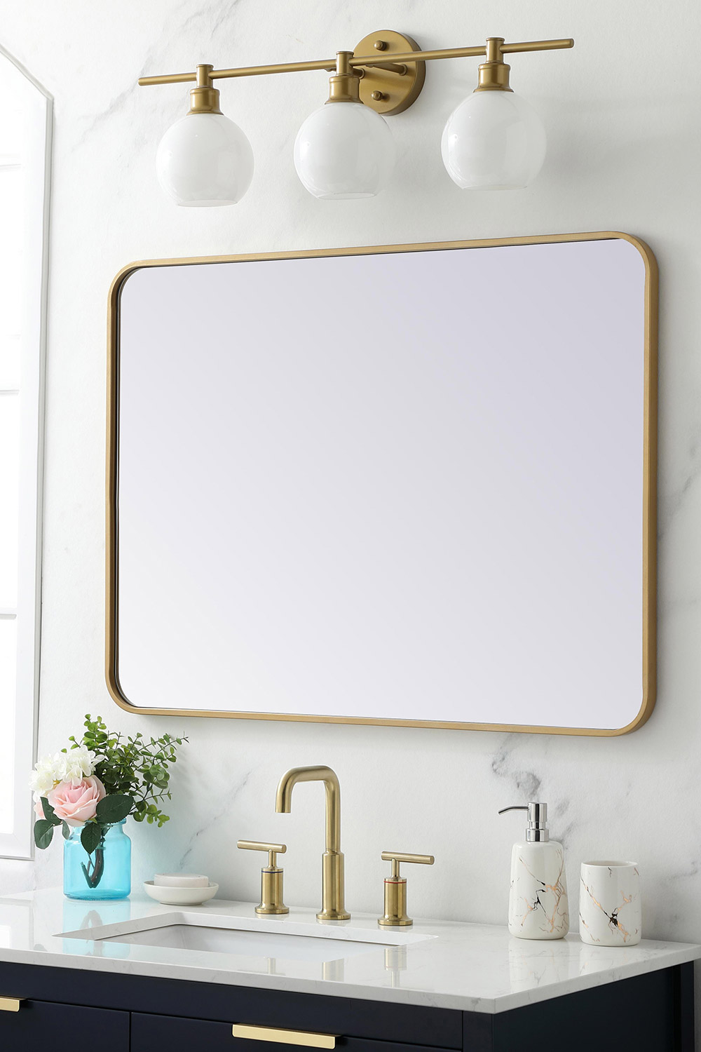 Elegant Wall Mirror - Brass, L 36" (MR802736BR)