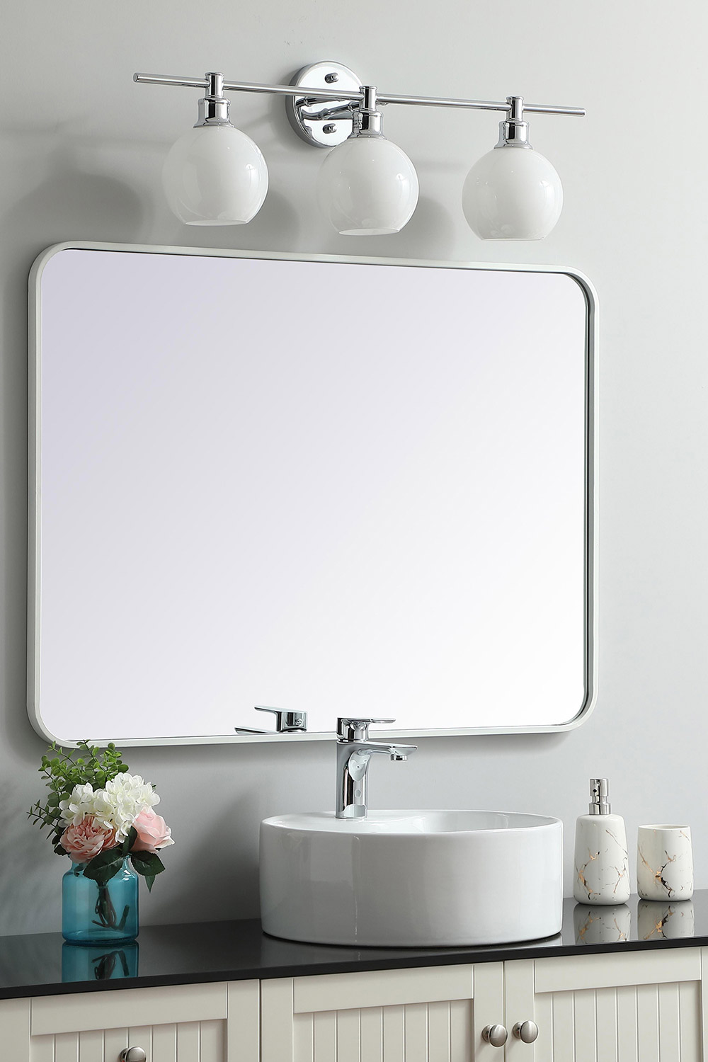 Elegant Wall Mirror - White, L 36" (MR802736WH)