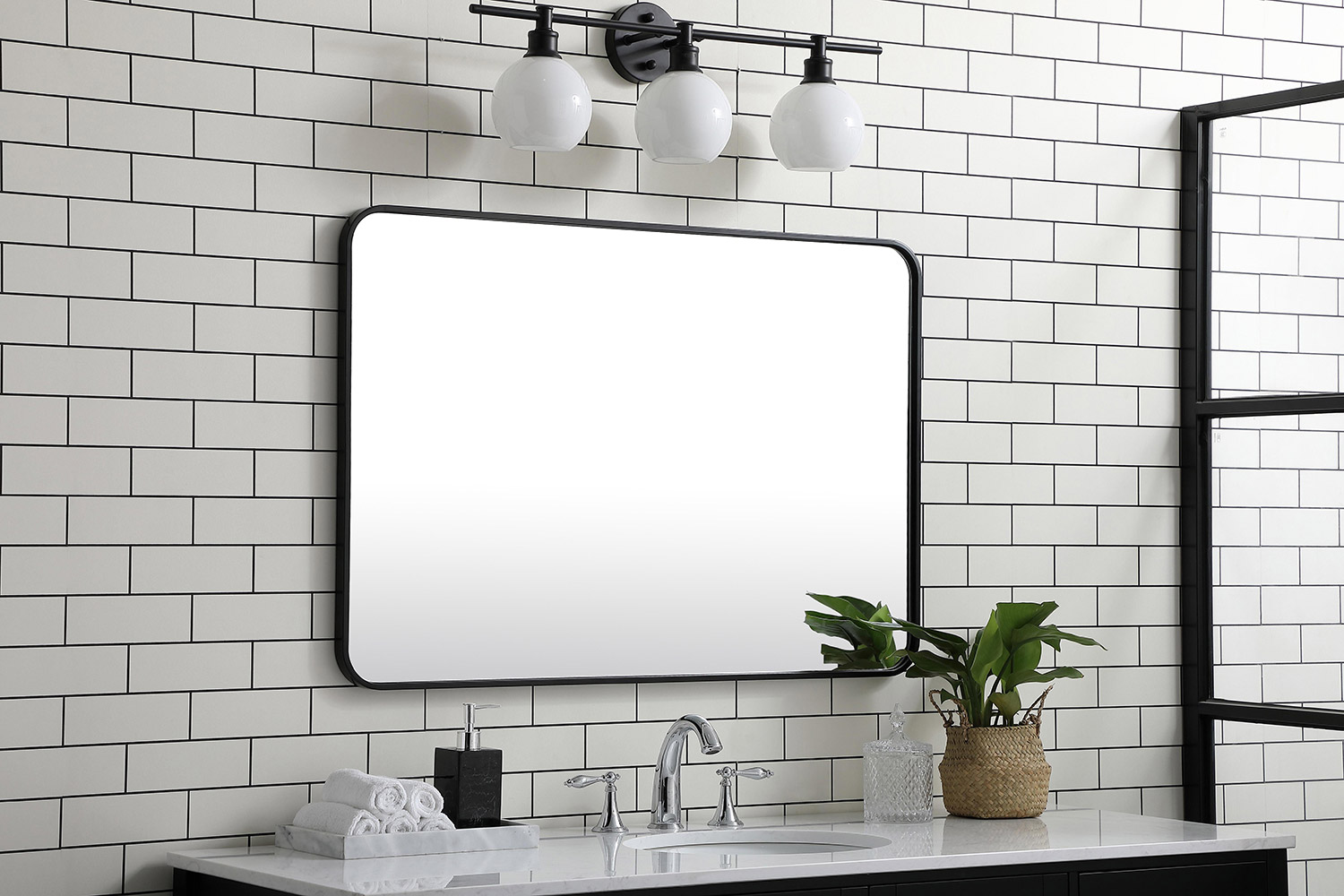 Elegant Wall Mirror - Black, L 40" (MR802740BK)