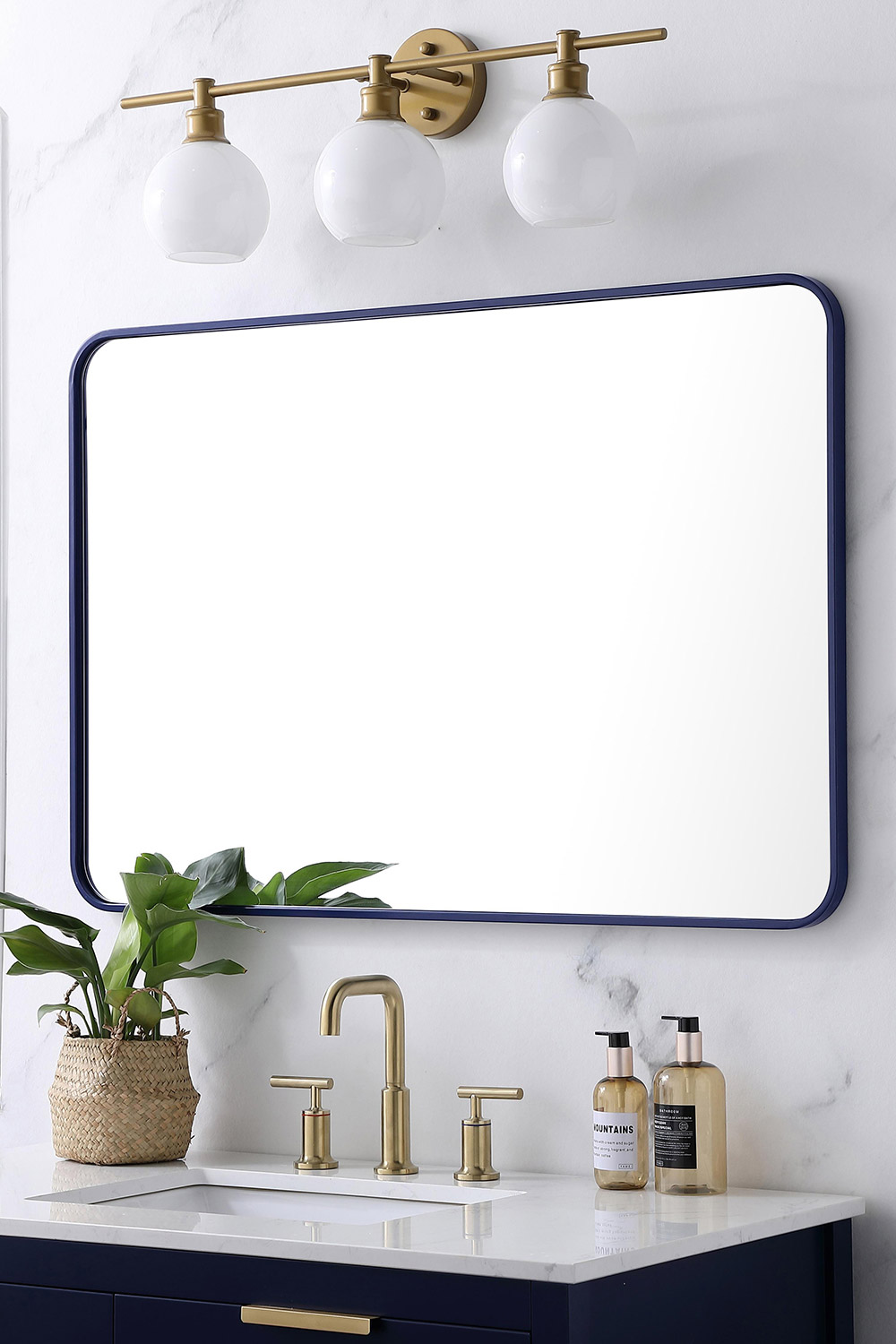 Elegant Wall Mirror - Blue, L 40" (MR802740BL)