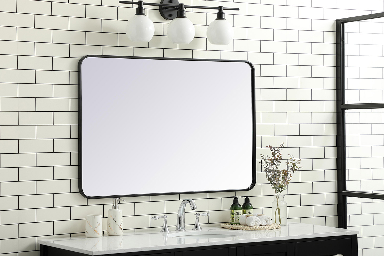 Elegant Wall Mirror - Black, L 42" (MR802842BK)