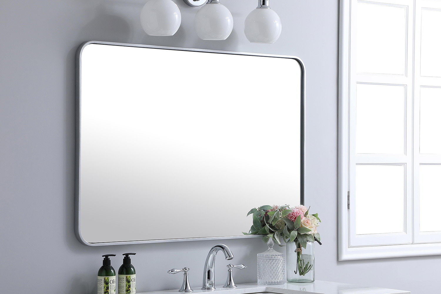 Elegant Wall Mirror - Silver, L 42" (MR802842S)