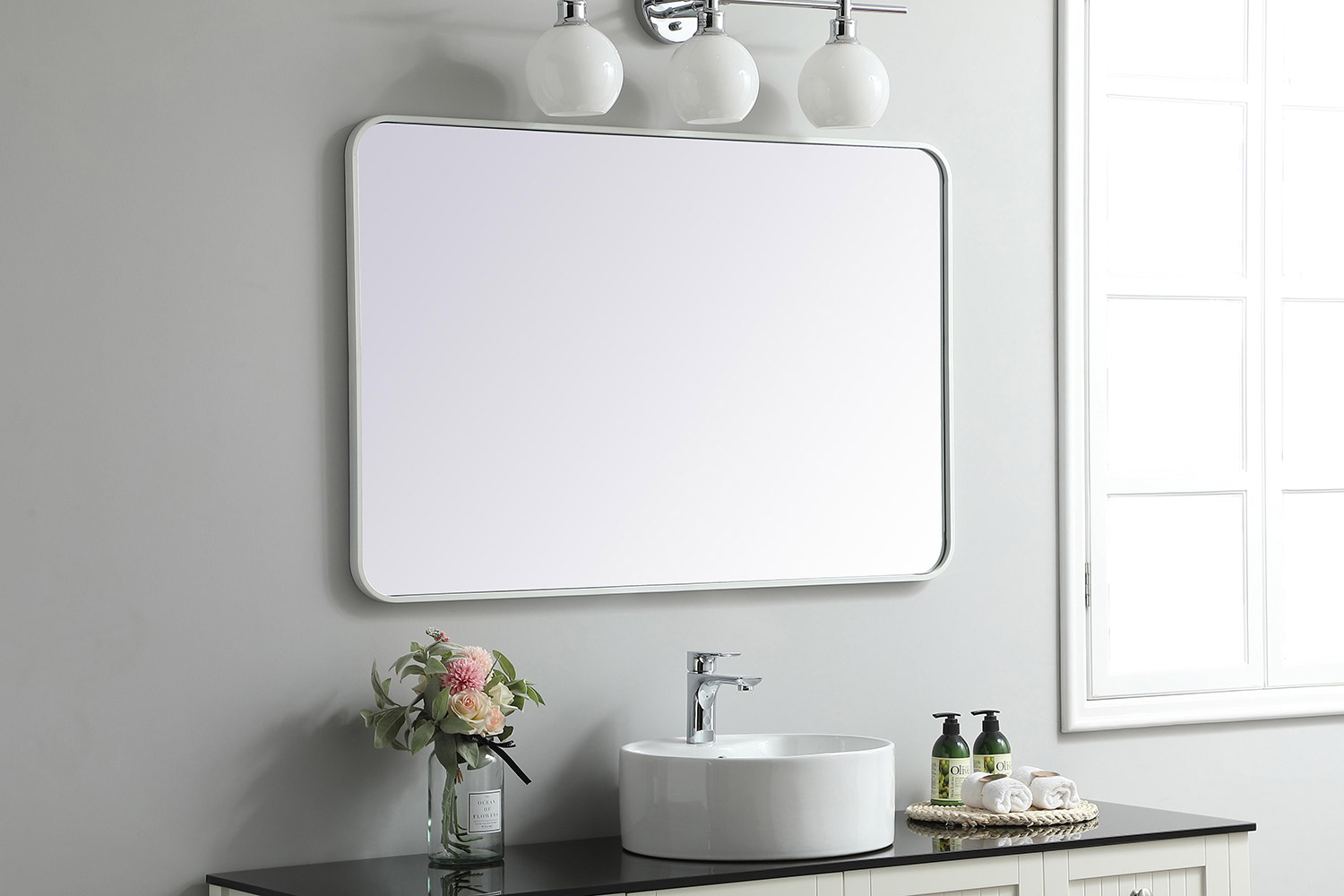 Elegant Wall Mirror - White, L 42" (MR802842WH)