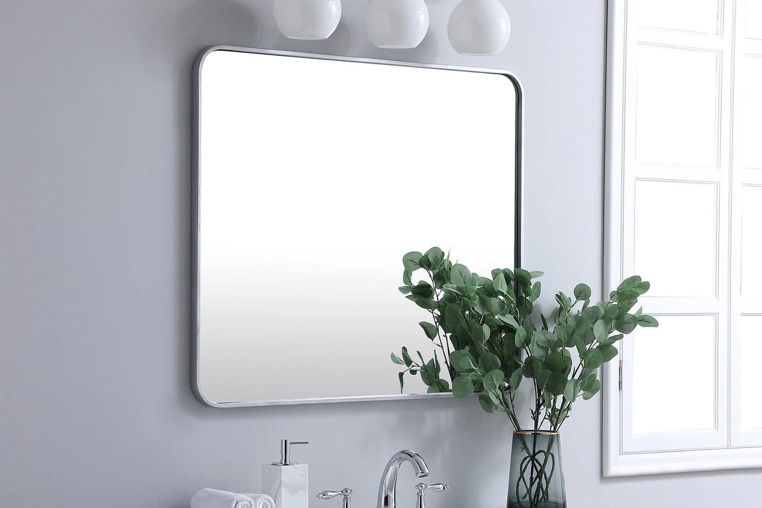 Elegant Wall Mirror - Silver, L 36" (MR803036S)