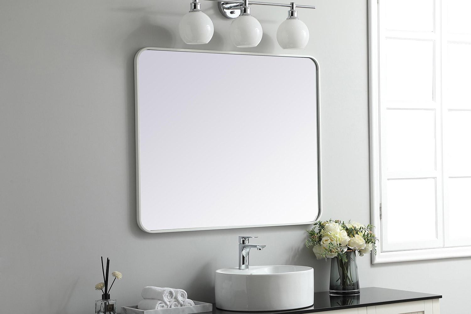 Elegant Wall Mirror - White, L 36" (MR803036WH)