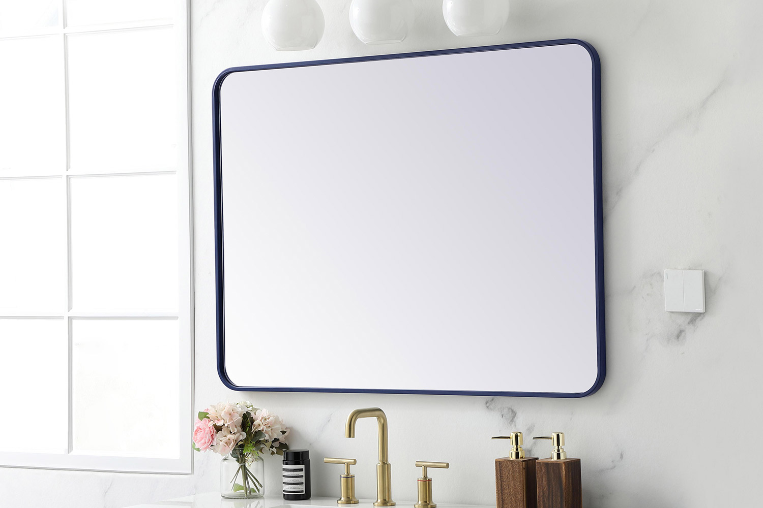 Elegant Wall Mirror - Blue, L 40" (MR803040BL)