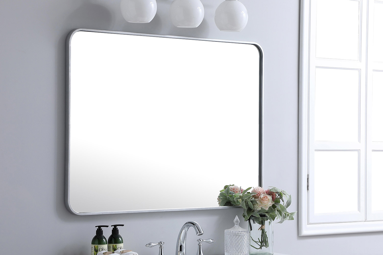 Elegant Wall Mirror - Silver, L 40" (MR803040S)