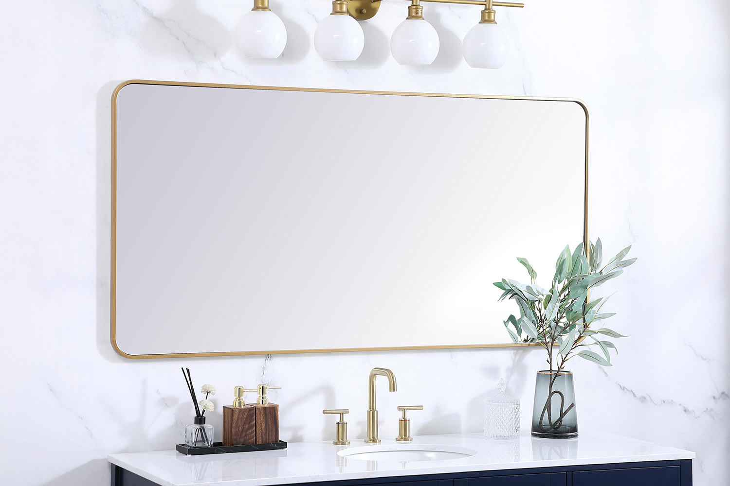 Elegant Wall Mirror - Brass, L 60" (MR803060BR)