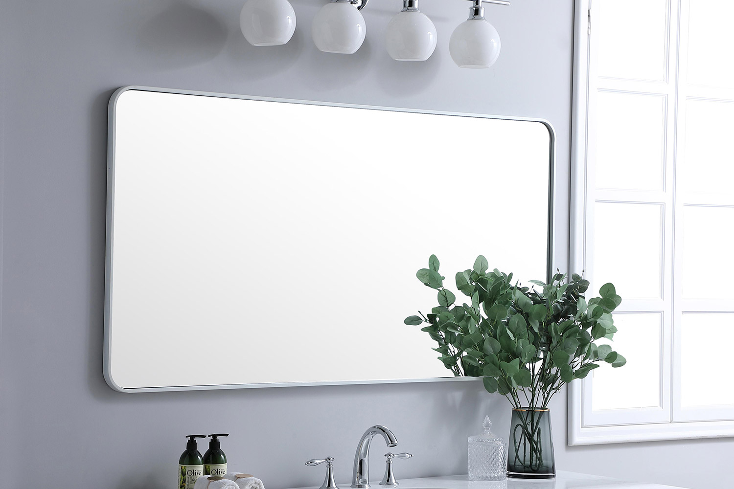 Elegant Wall Mirror - White, L 60" (MR803060WH)