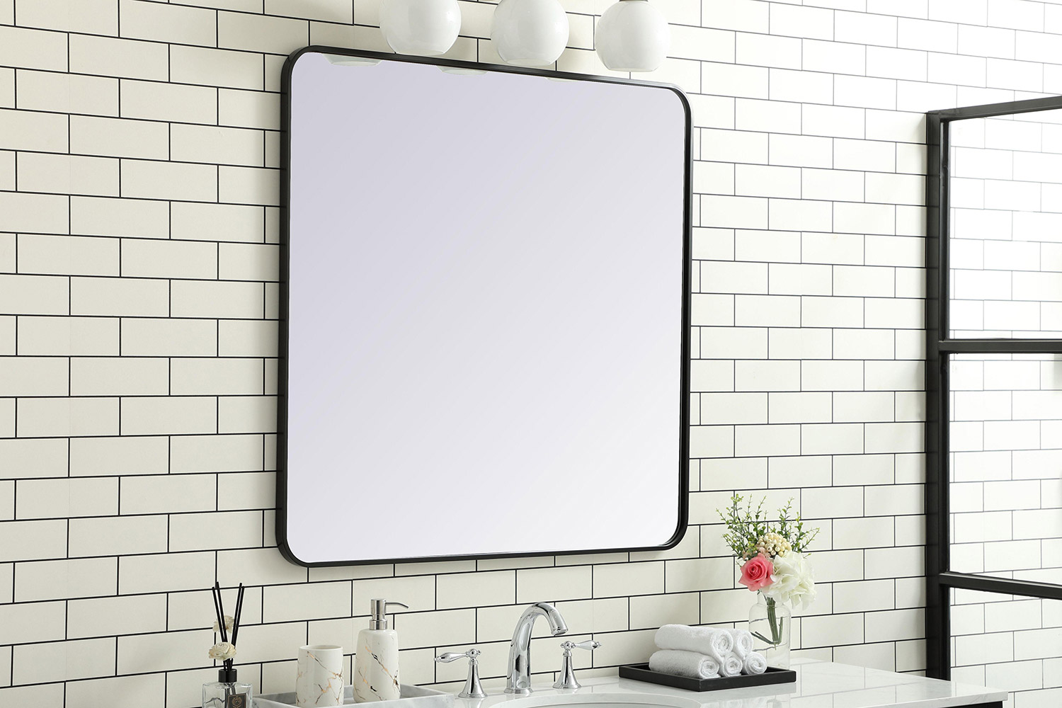 Elegant Wall Mirror - Black, L 36" (MR803636BK)