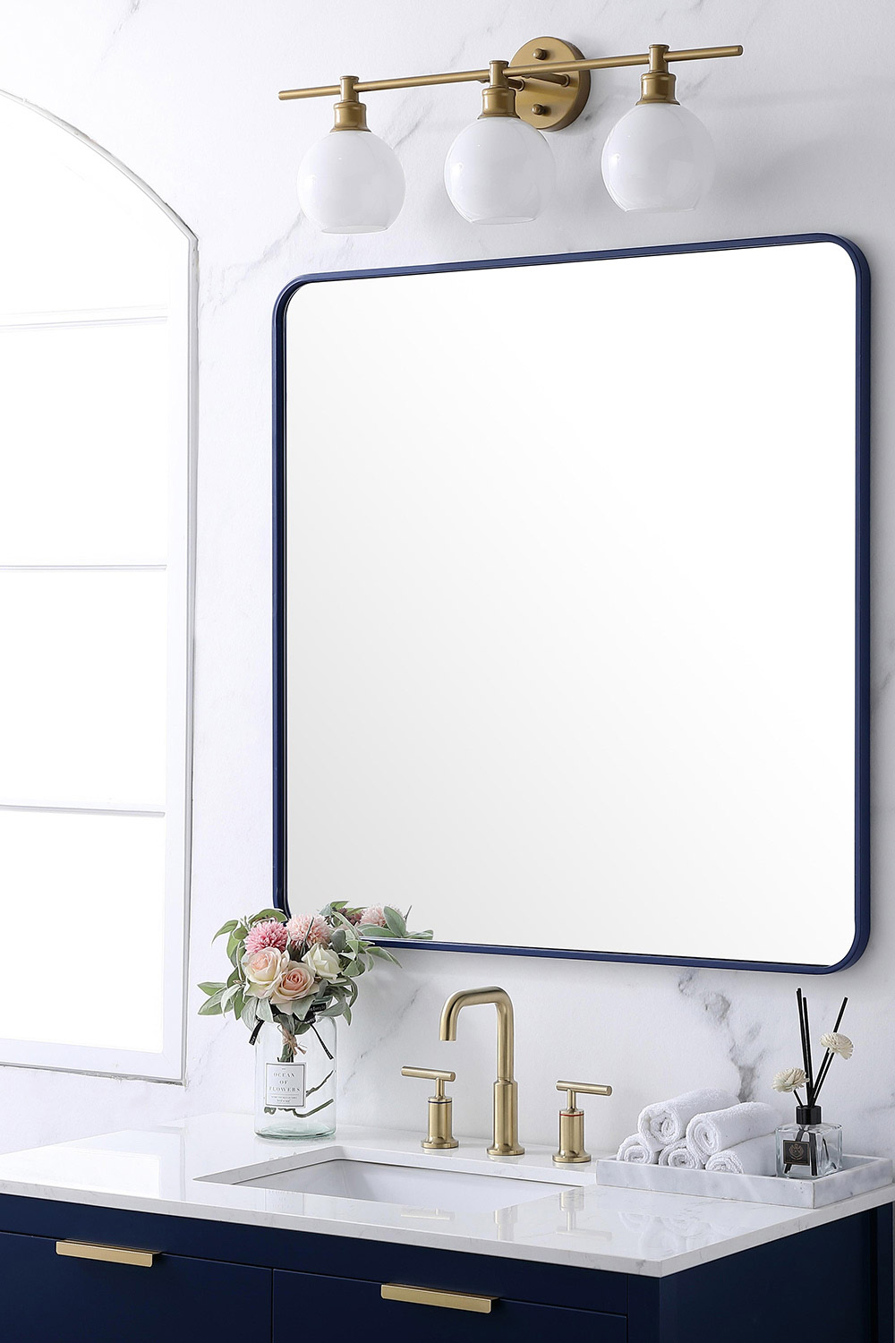 Elegant Wall Mirror - Blue, L 36" (MR803636BL)