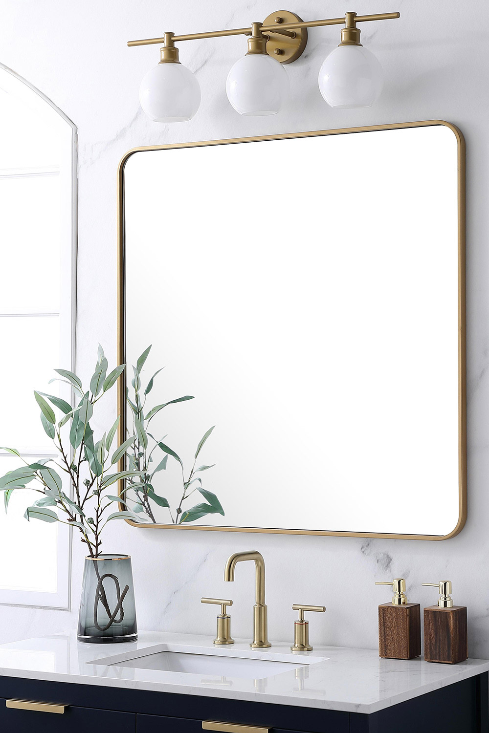 Elegant Wall Mirror - Brass, L 36" (MR803636BR)