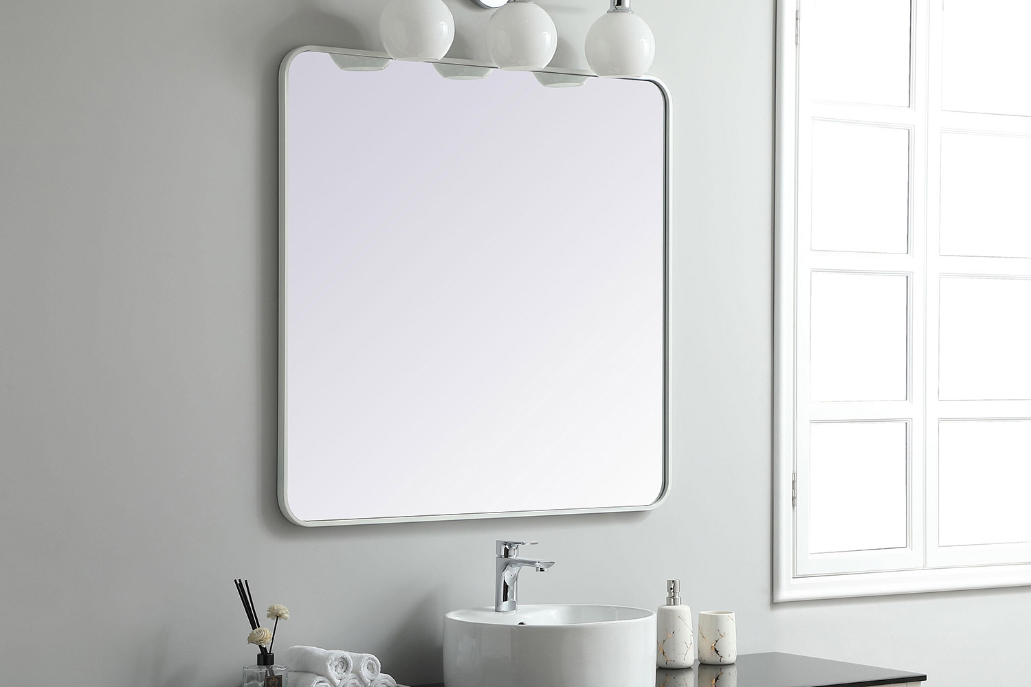 Elegant Wall Mirror - White, L 36" (MR803636WH)