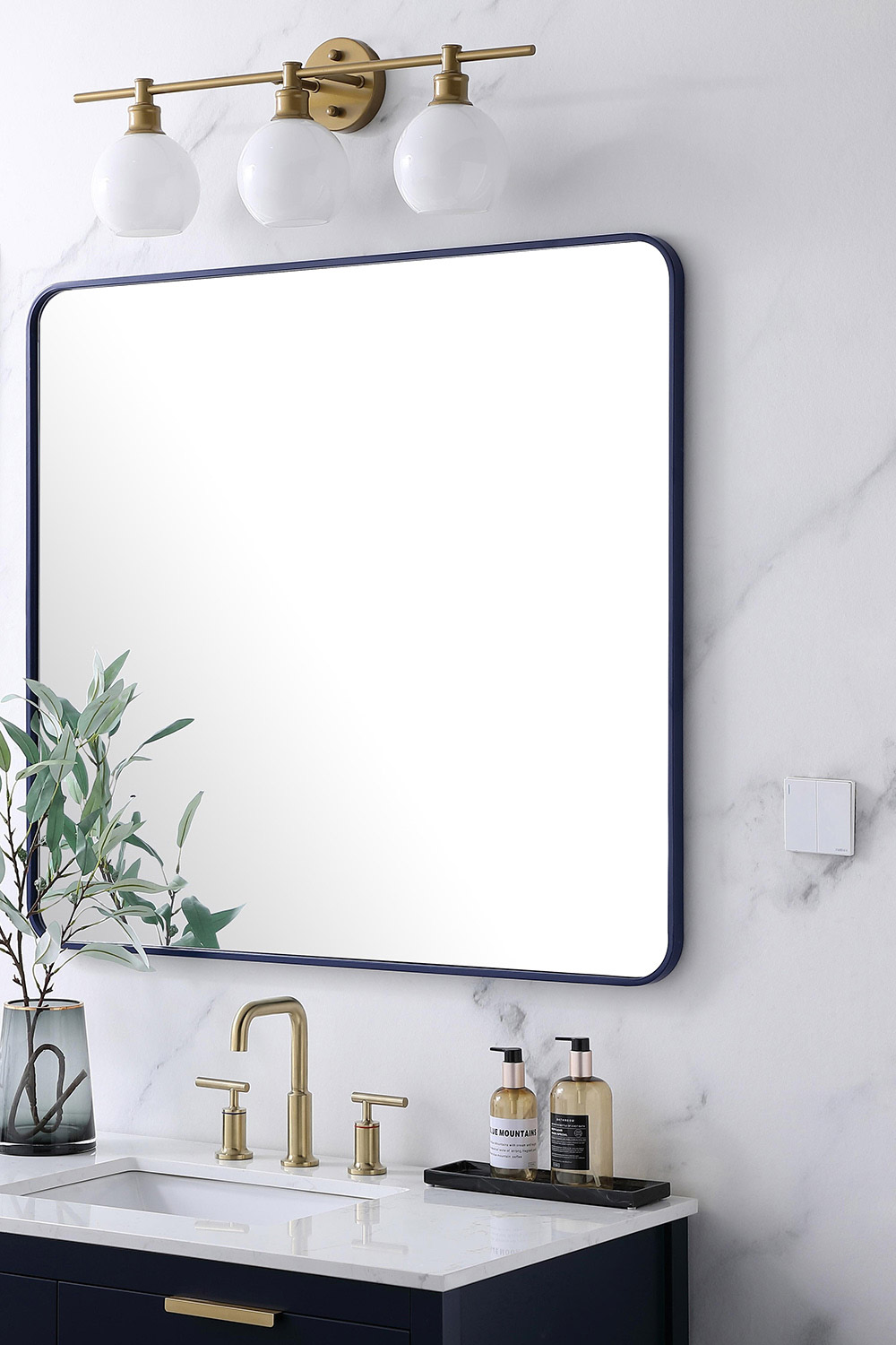 Elegant Wall Mirror - Blue, L 40" (MR803640BL)