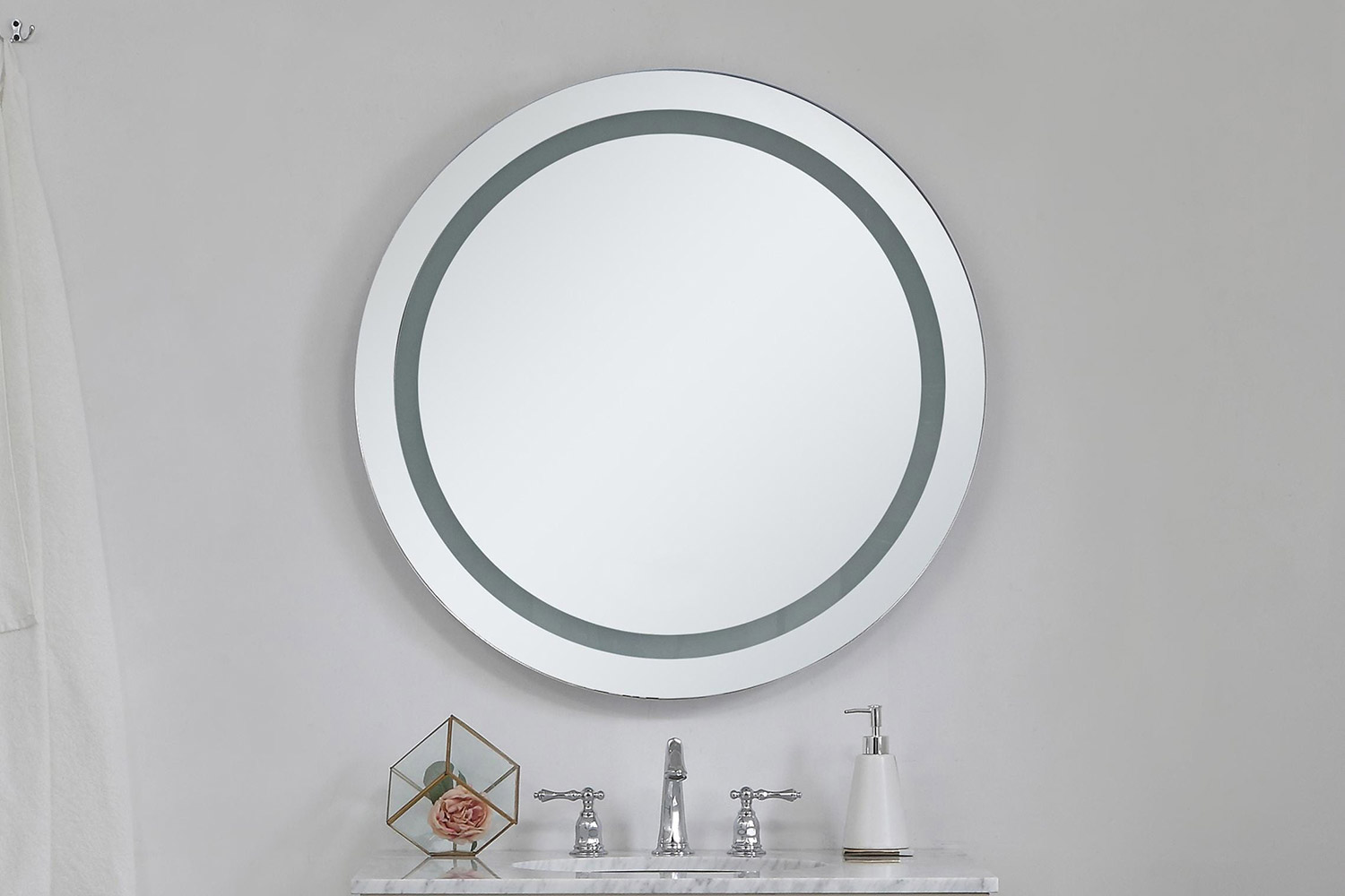 Elegant Wall Mirror - Clear/Cold White, D 30", H 30" (MRE-6005)