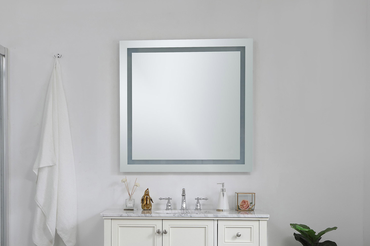 Elegant Wall Mirror - Clear/Cold White, D 36", H 36" (MRE-6030)