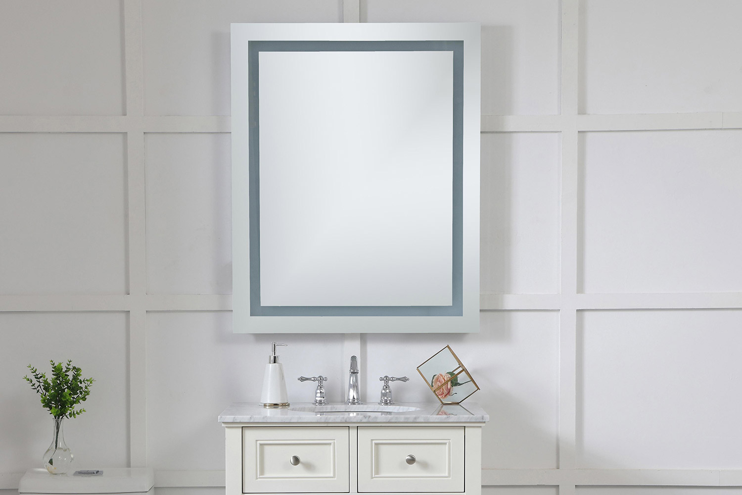 Elegant Wall Mirror - Clear/Cold White, D 32", H 40" (MRE-6031)