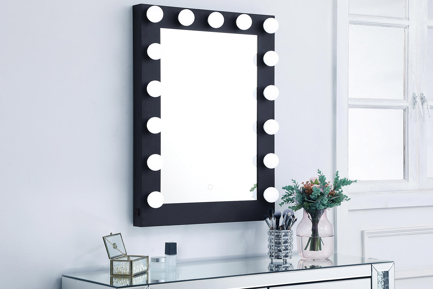 Elegant Wall Mirror - Black, D 24", H 32" (MRE32432BK)