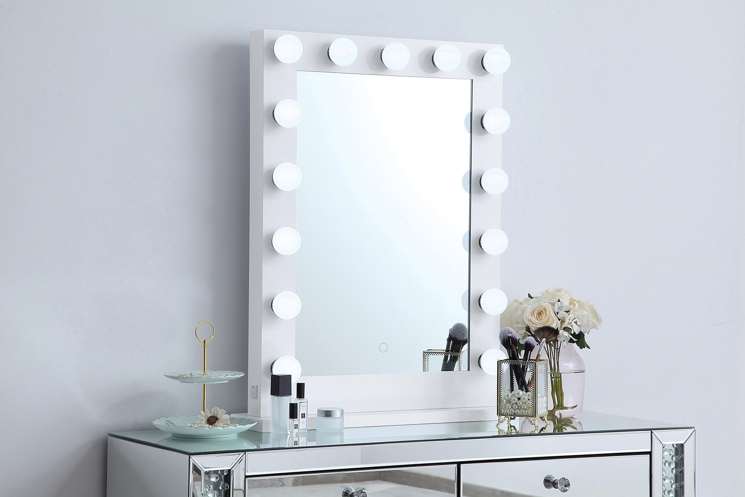 Elegant Wall Mirror - White, D 24", H 32" (MRE32432WH)