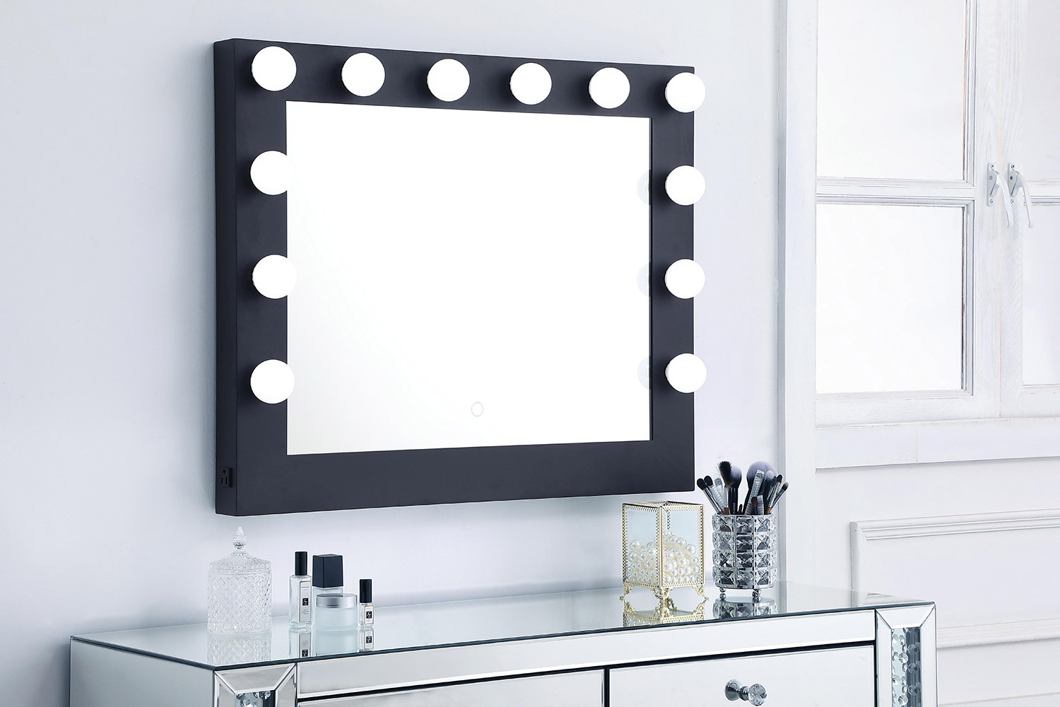 Elegant Wall Mirror - Black, D 32", H 26" (MRE33226BK)