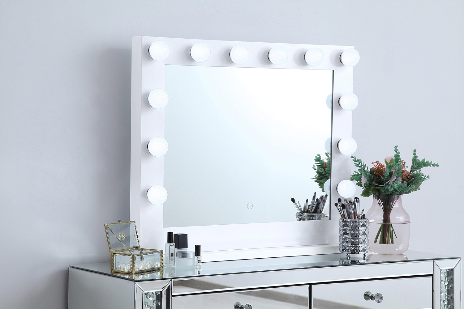 Elegant Wall Mirror - White, D 32", H 26" (MRE33226WH)