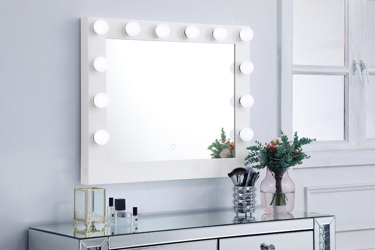 Elegant Wall Mirror - White, D 32", H 26" (MRE33226WH)