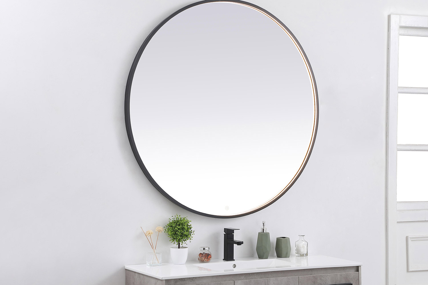 Elegant Wall Mirror - Black, L 48" (MRE6048BK)