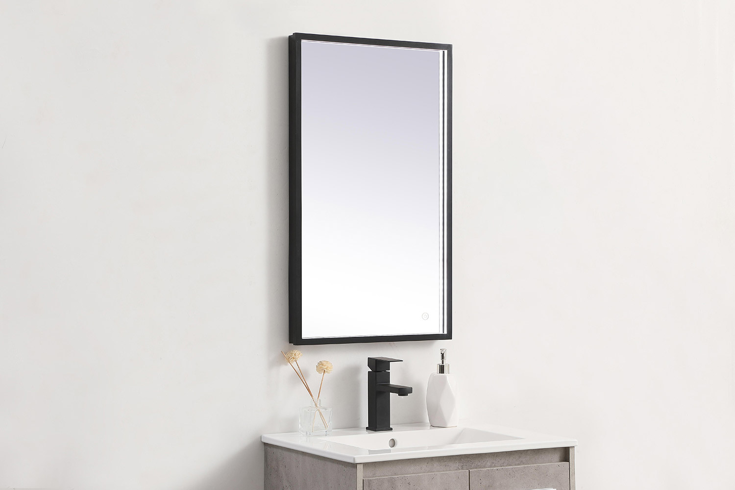 Elegant Wall Mirror - Black, D 18", H 30" (MRE61830BK)