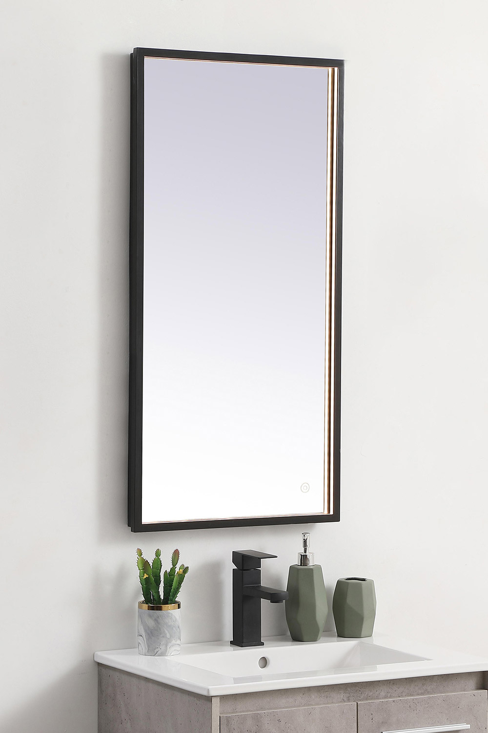 Elegant Wall Mirror - Black, D 18", H 36" (MRE61836BK)