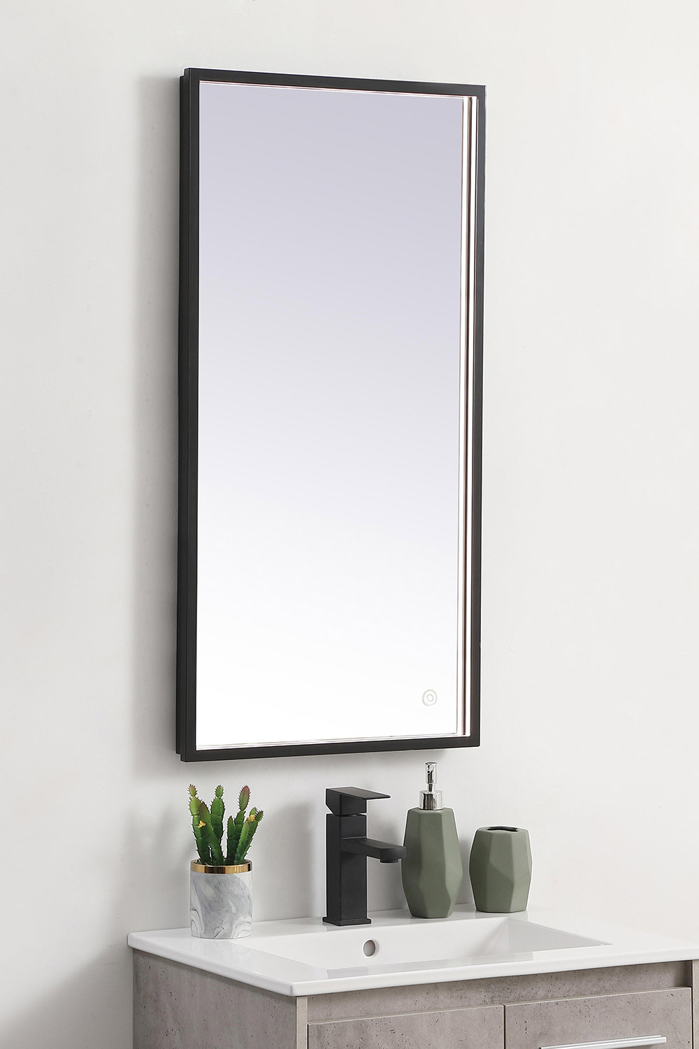 Elegant Wall Mirror - Black, D 18", H 36" (MRE61836BK)