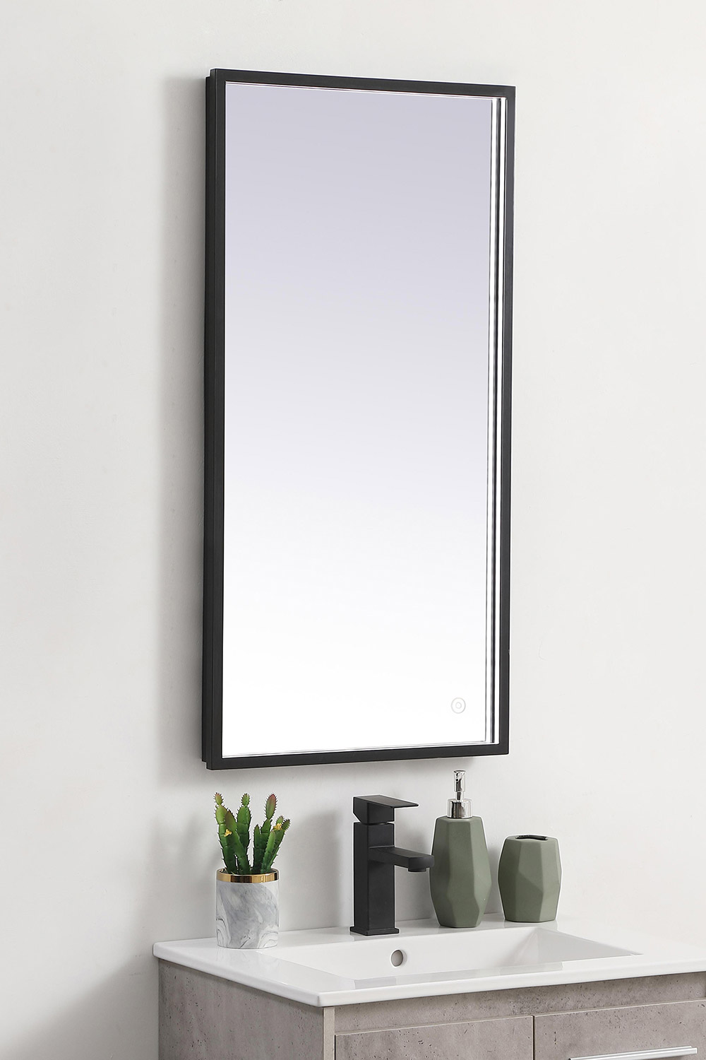 Elegant Wall Mirror - Black, D 18", H 36" (MRE61836BK)