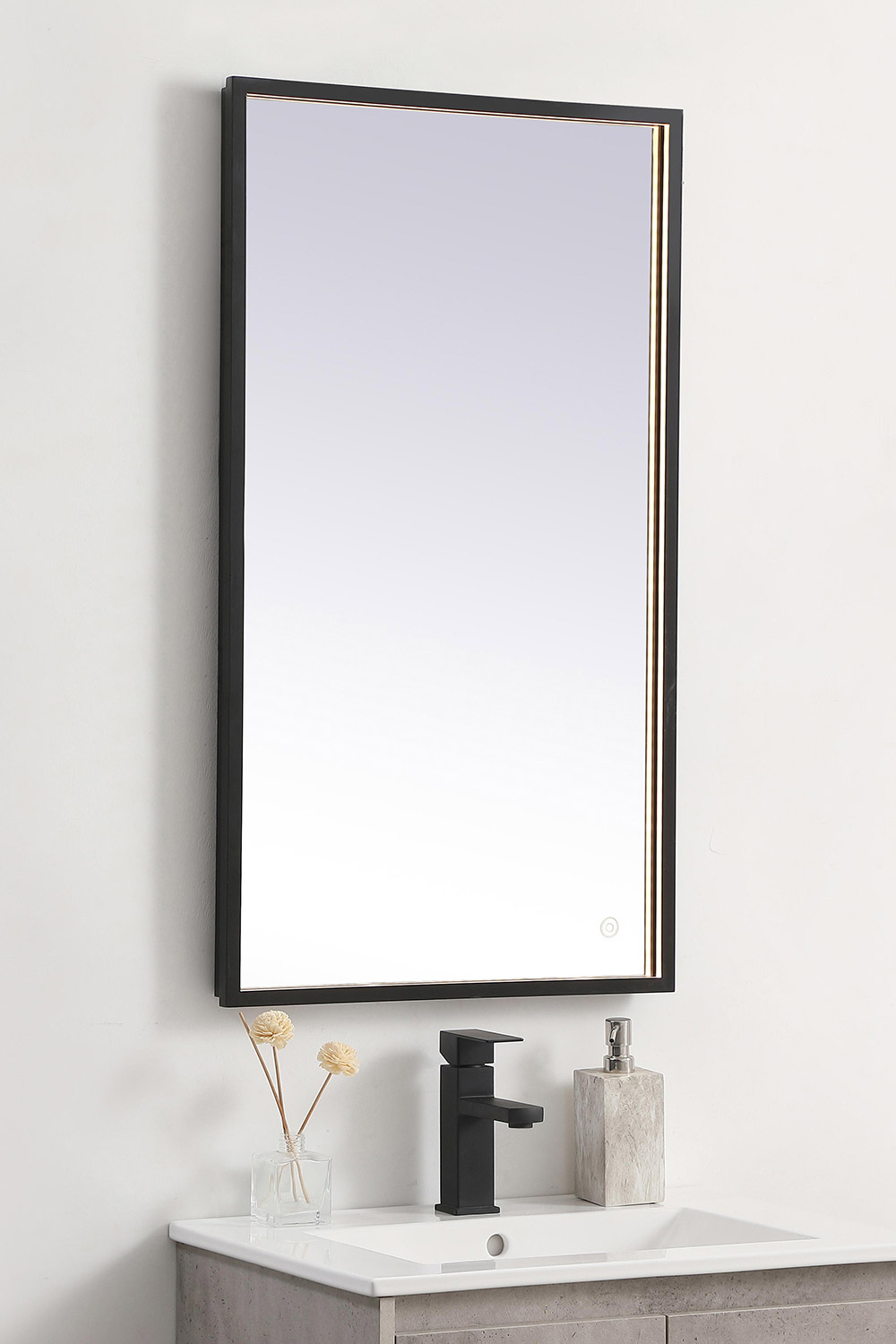 Elegant Wall Mirror - Black, D 20", H 36" (MRE62036BK)