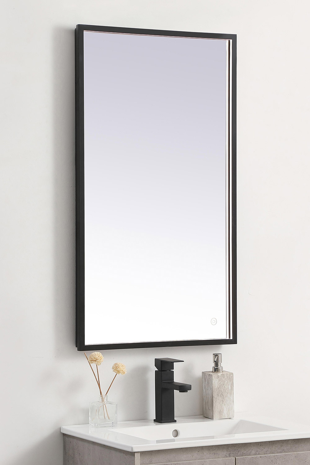 Elegant Wall Mirror - Black, D 20", H 36" (MRE62036BK)