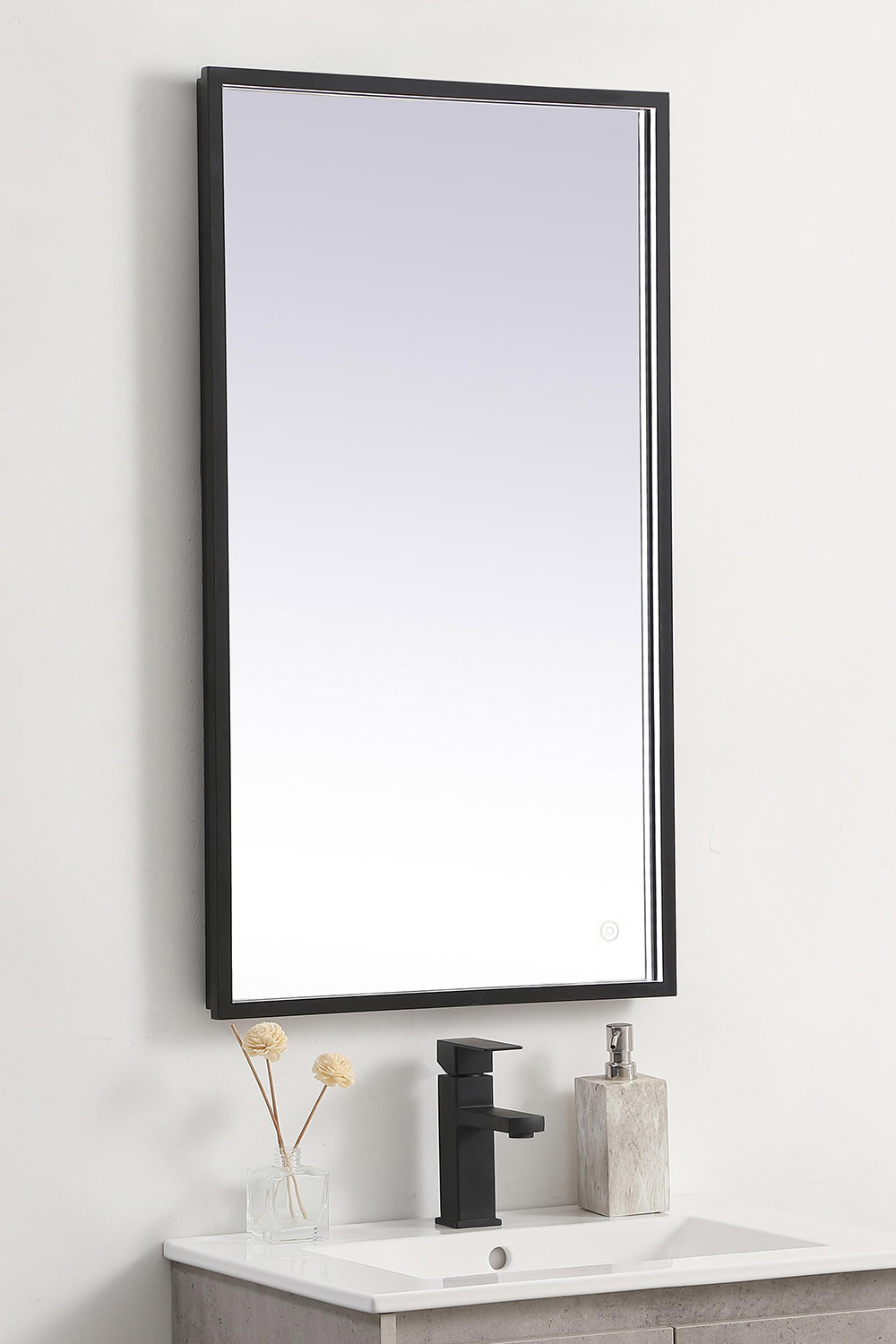 Elegant Wall Mirror - Black, D 20", H 36" (MRE62036BK)