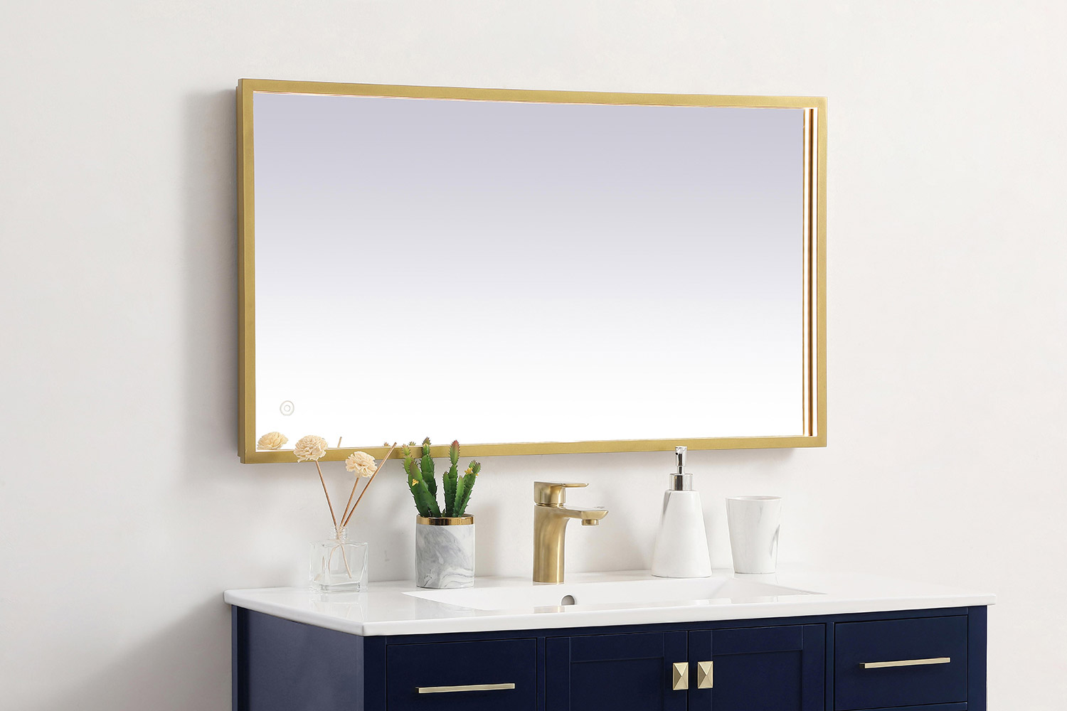 Elegant Wall Mirror - Brass, D 20", H 36" (MRE62036BR)