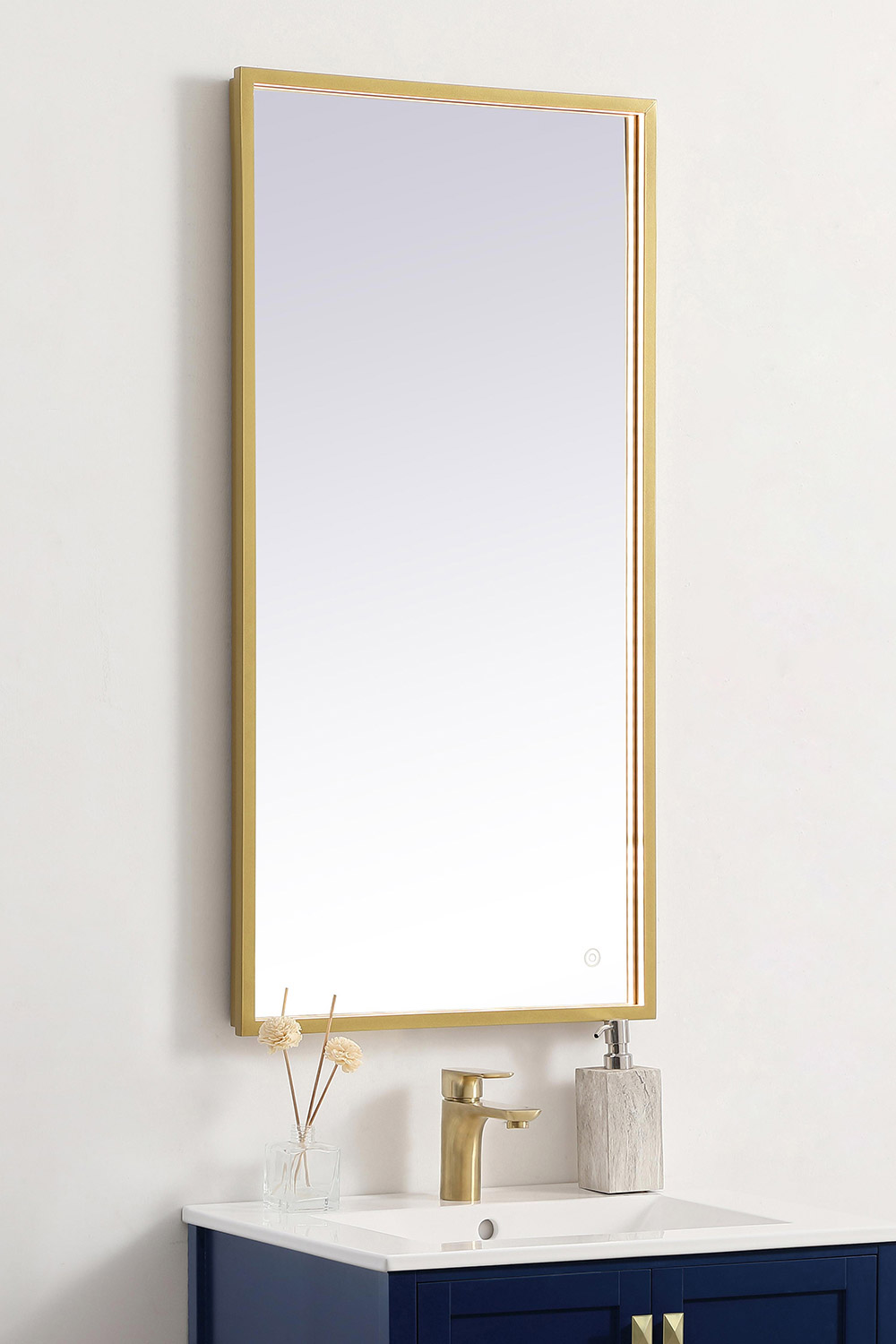 Elegant Wall Mirror - Brass, D 20", H 40" (MRE62040BR)