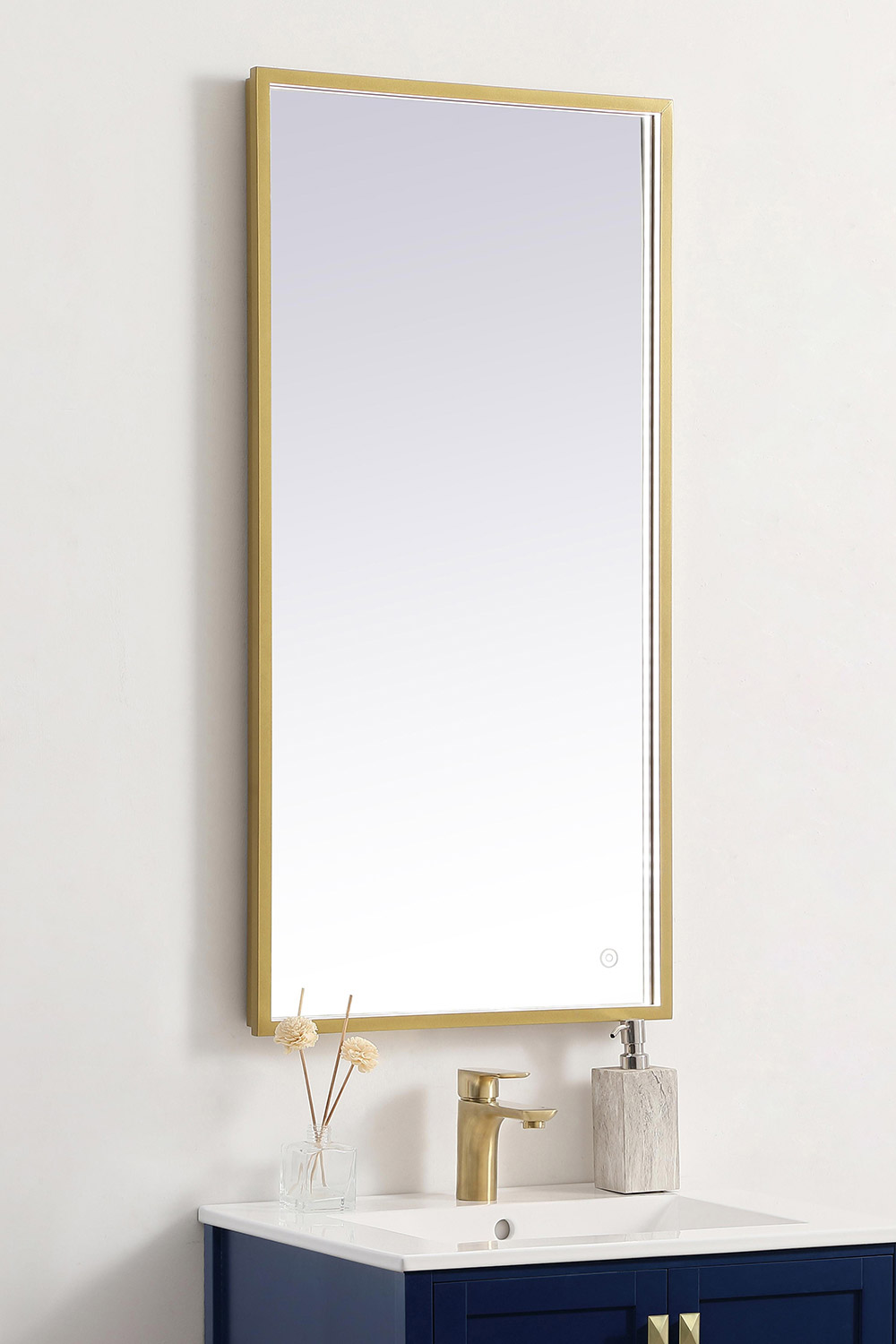 Elegant Wall Mirror - Brass, D 20", H 40" (MRE62040BR)