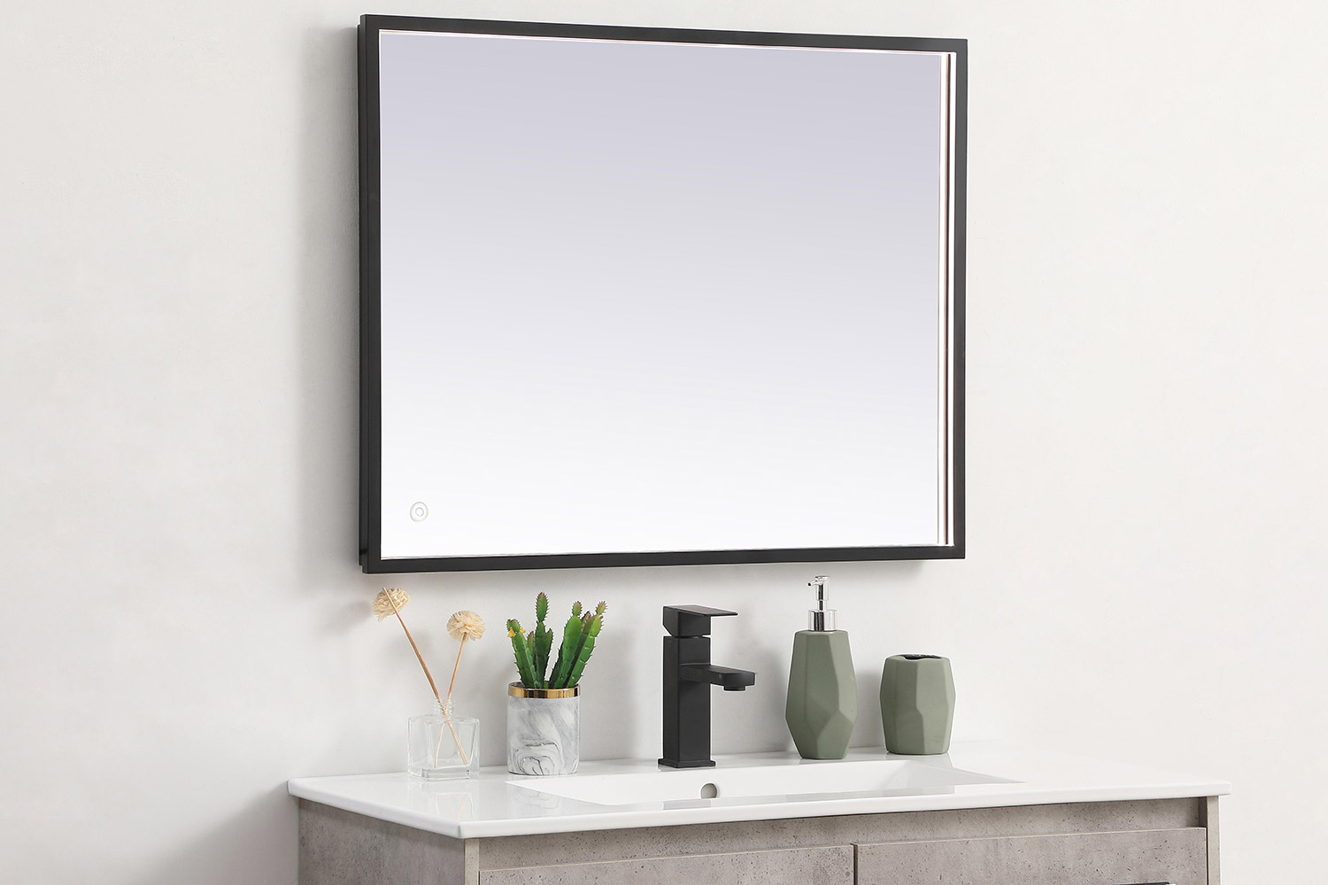 Elegant Wall Mirror - Black, D 24", H 30" (MRE62430BK)