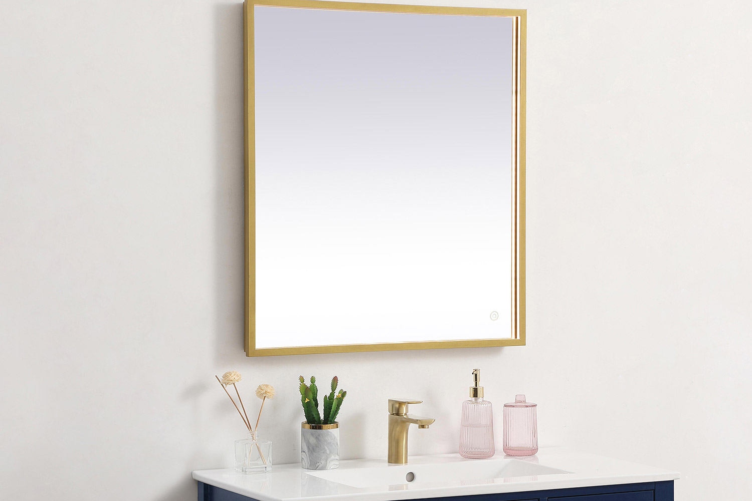 Elegant Wall Mirror - Brass, D 27", H 30" (MRE62730BR)