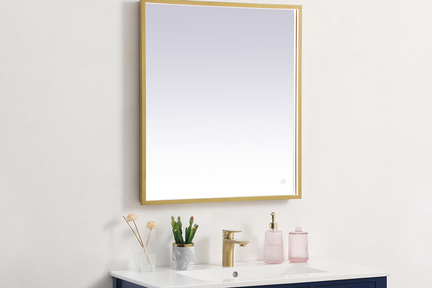 Elegant Wall Mirror - Brass, D 27", H 30" (MRE62730BR)