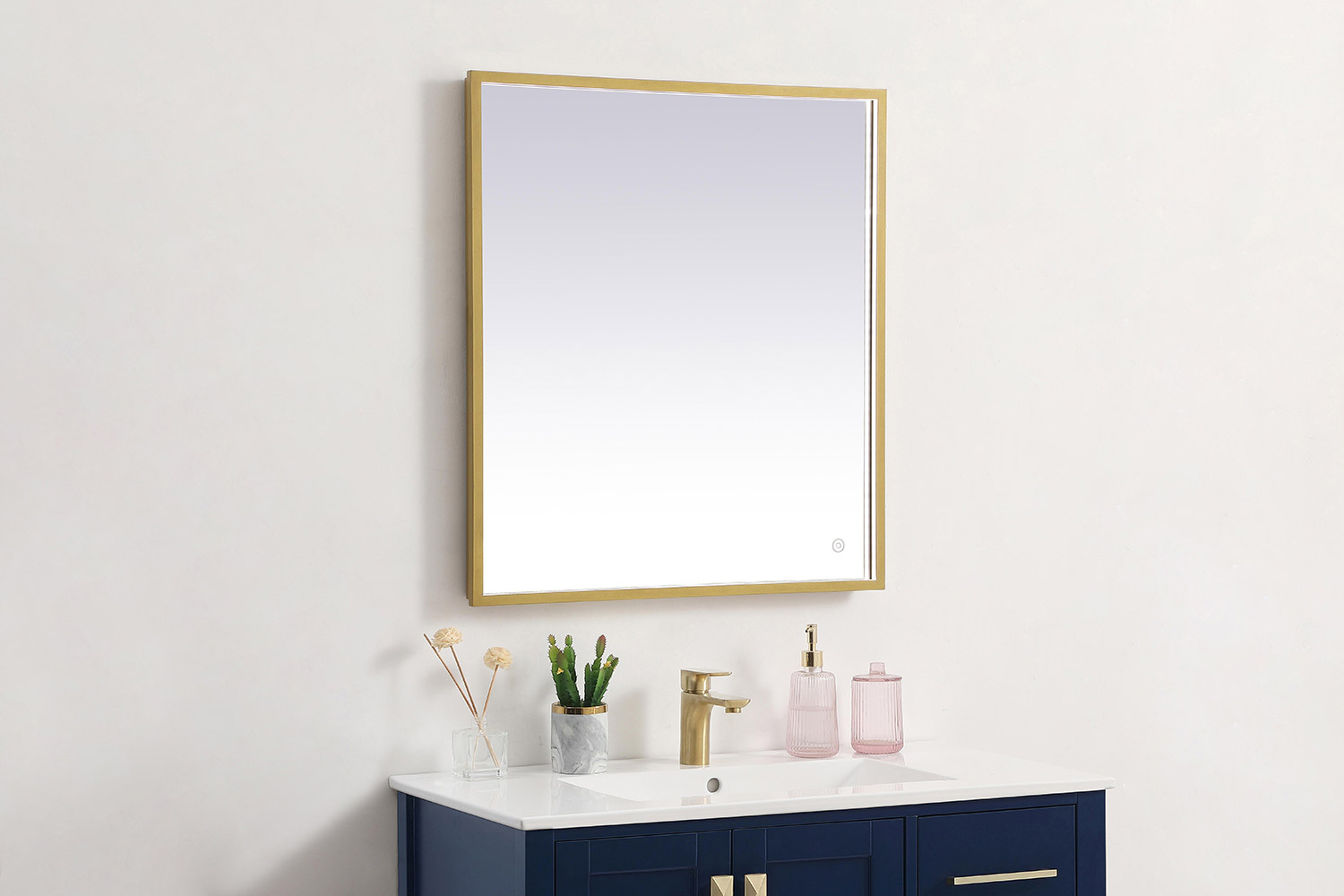 Elegant Wall Mirror - Brass, D 27", H 30" (MRE62730BR)