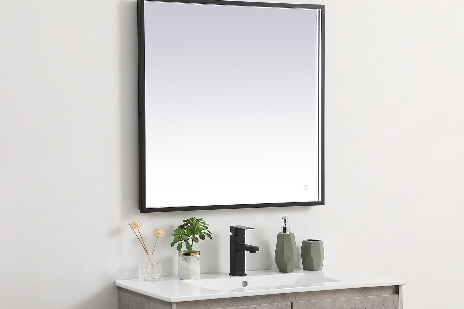 Elegant Wall Mirror - Black, D 30", H 30" (MRE63030BK)