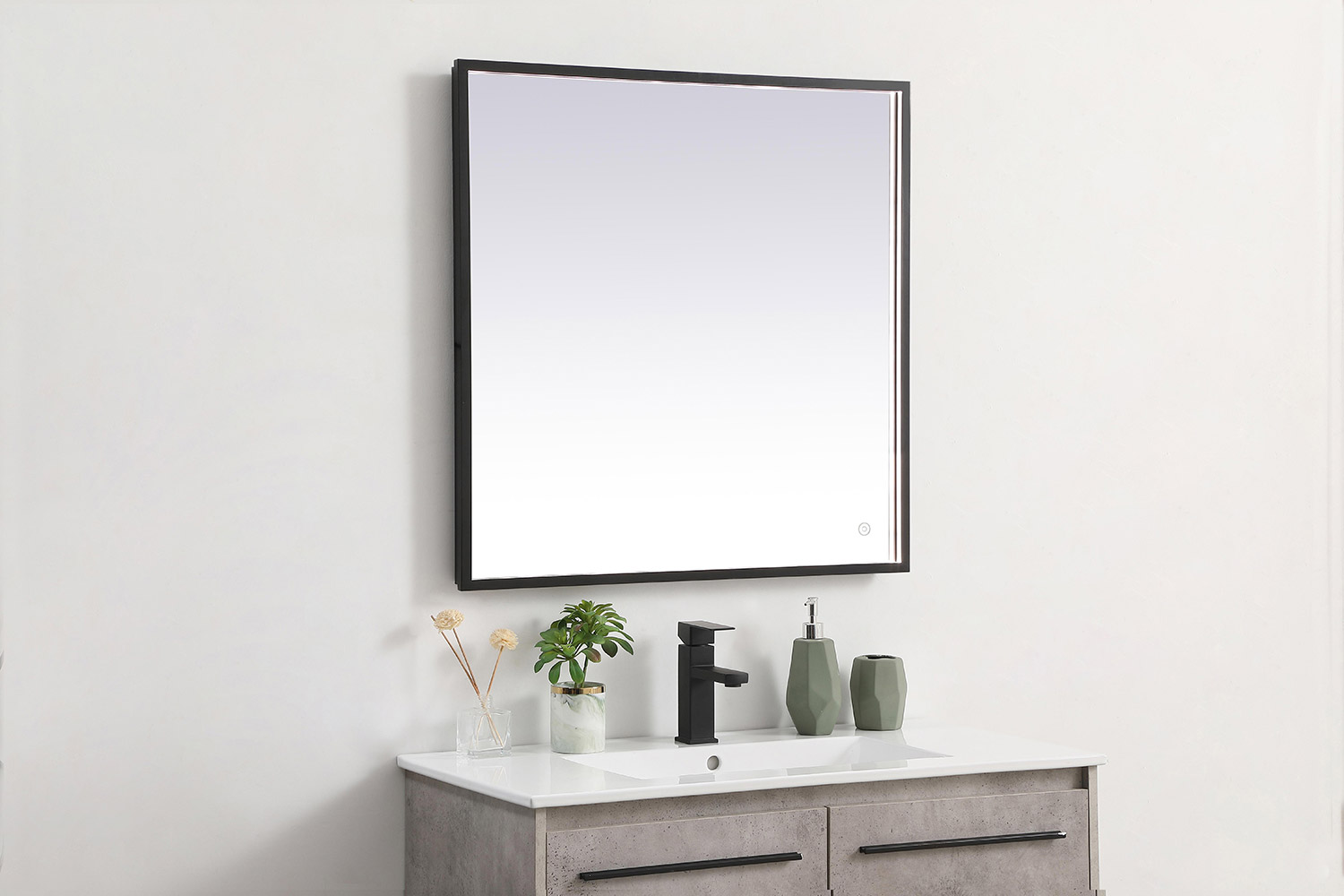 Elegant Wall Mirror - Black, D 30", H 30" (MRE63030BK)