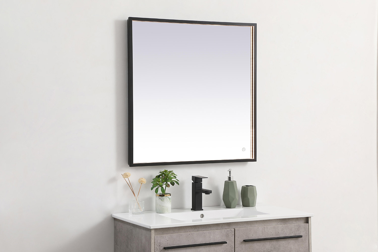 Elegant Wall Mirror - Black, D 30", H 30" (MRE63030BK)