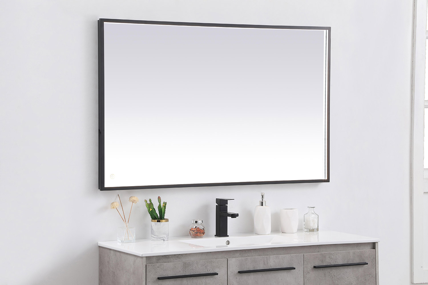 Elegant Wall Mirror - Black, D 48", H 30" (MRE63048BK)