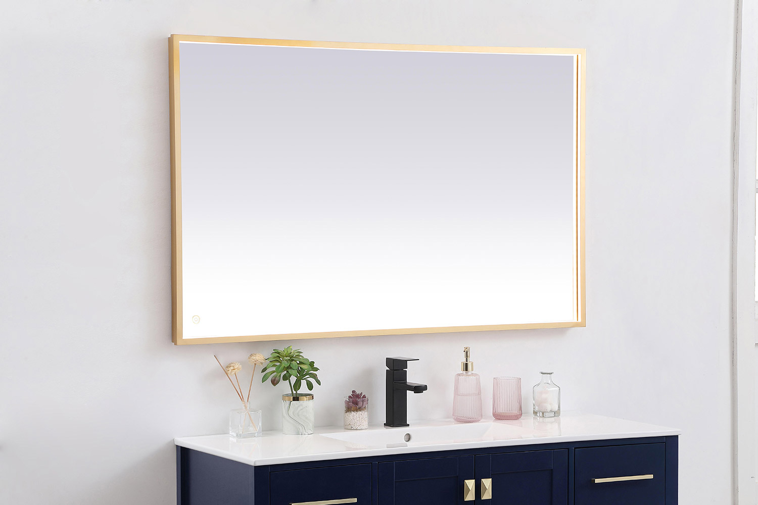 Elegant Wall Mirror - Brass, D 48", H 30" (MRE63048BR)