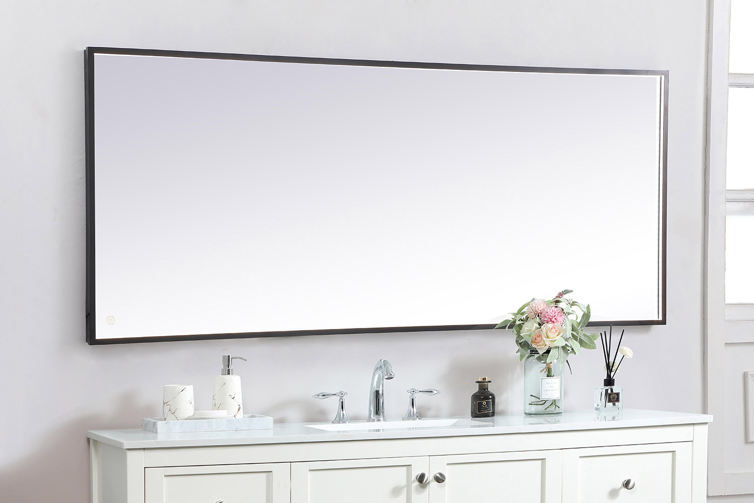 Elegant Wall Mirror - Black, D 72", H 30" (MRE63072BK)